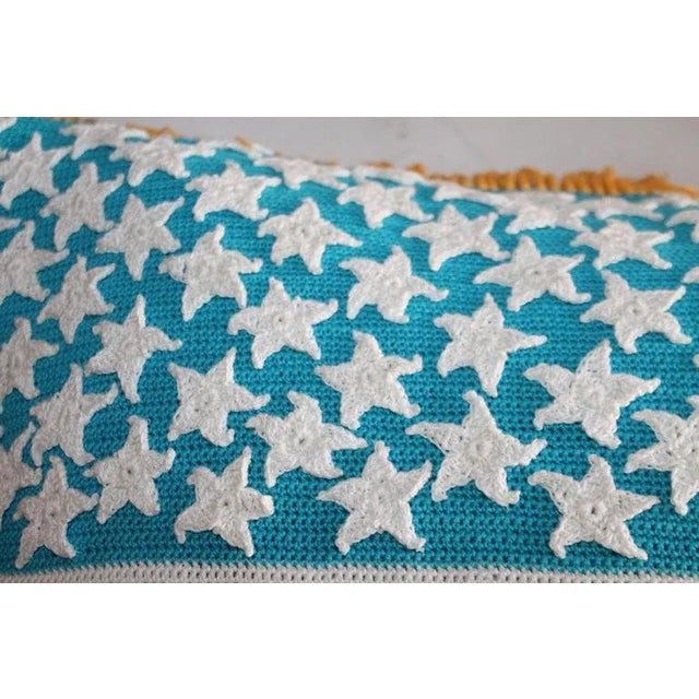 Rustic Hand Crochet Vintage Flag Pillow For Sale - Image 3 of 8
