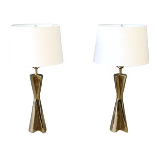 Vintage Laurel Maurizio Tempestini Brass Lamp Pair Sculptural Mid Century Modern Atomic Retro 50's For Sale