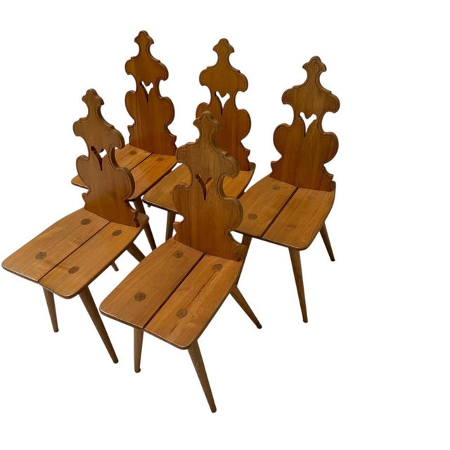 1970s Brutalist Tyrolean Chairs, 1970s, Set of 5 For Sale - Image 5 of 10