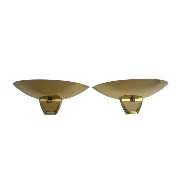 Goldenrod Art Deco Style Half Moon Geometric Wall Lights, 1970, Set of 2 For Sale - Image 8 of 11