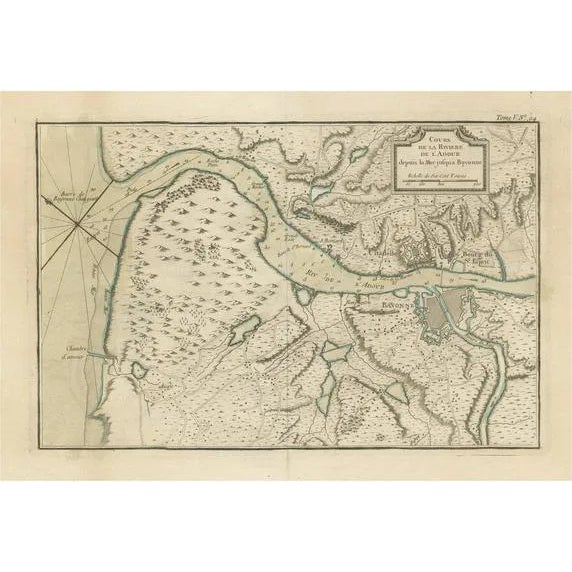 Antique Map of the Adour River, 1764 For Sale