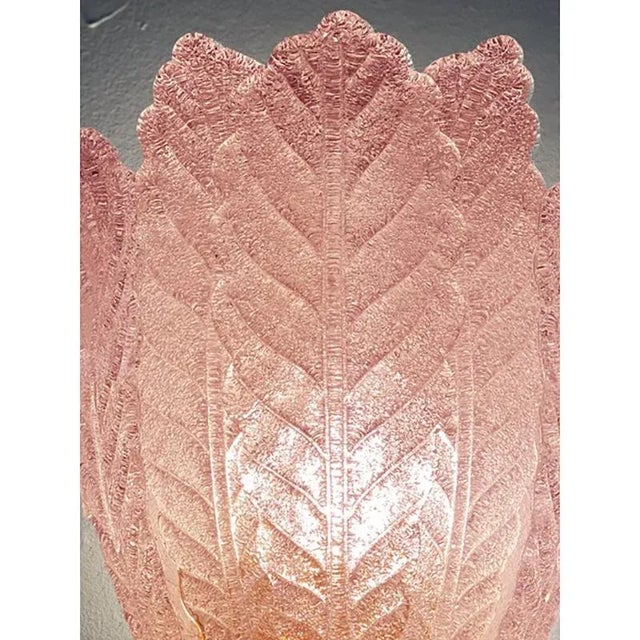 Contemporary Pink Murano Glass Leaf Wall Sconces by Simoeng, Set of 2 For Sale - Image 3 of 8