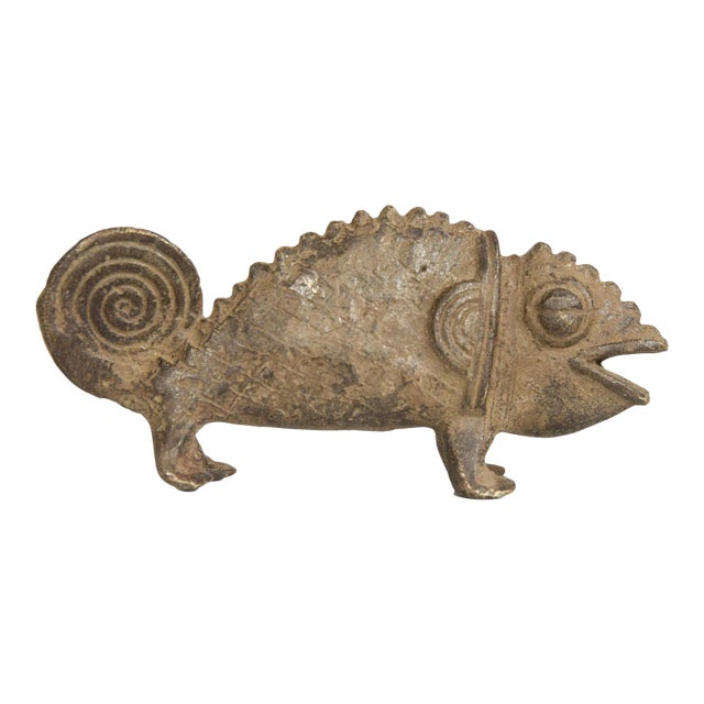 Vintage African Bronze Chameleon For Sale