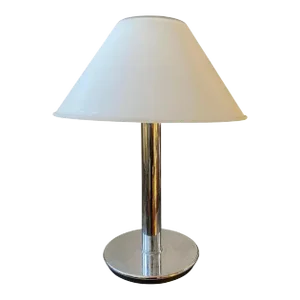 1990s Glashutte Limburg Modernist Metal and Glass Table Lamp