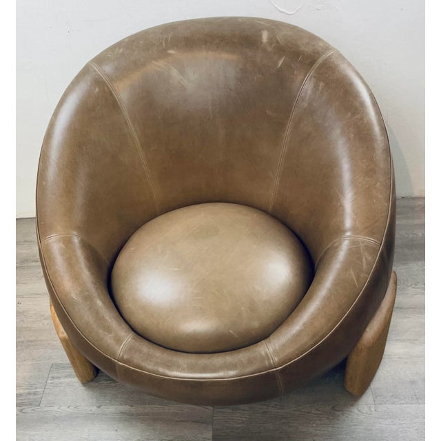 Modern Theodore Alexander Modern Chocolate Brown Leather Arlo Club Chair For Sale - Image 3 of 6