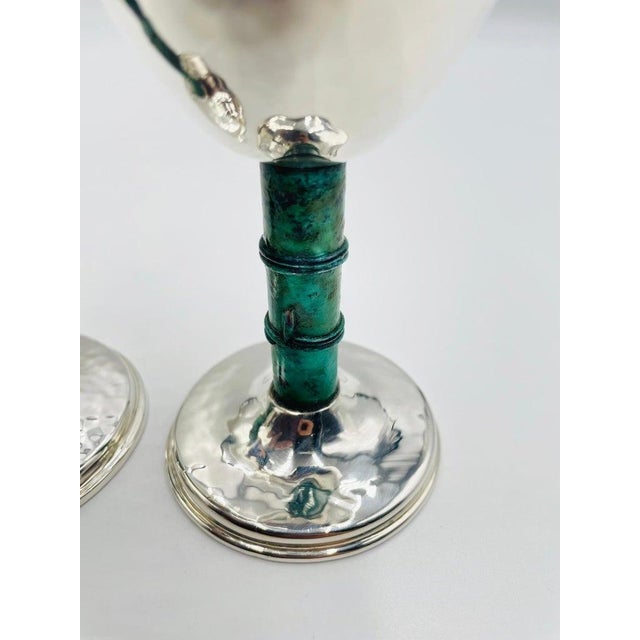 1980s Set of 10 Emilia Castillo Silver-Plated Goblets W/ Verdigris Stems For Sale - Image 17 of 18