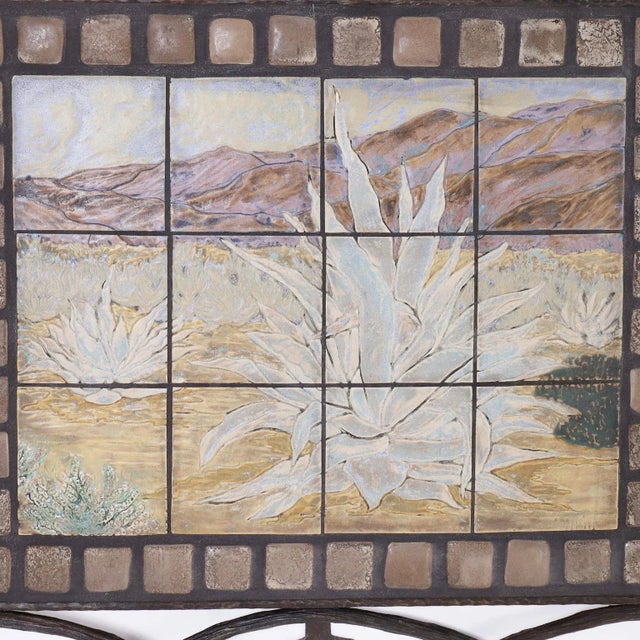 Arts & Crafts Tile Plaque With Iron Frame For Sale - Image 3 of 10