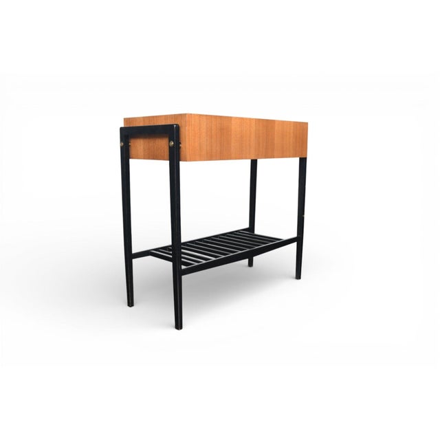 Mid 20th Century Teak + Black Lacquer Console Table With Drawer For Sale - Image 9 of 12