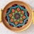 2020s Set of Three Hand Painted Mandala Flower Pattern Rattan Round Trays With Handles For Sale - Image 5 of 8
