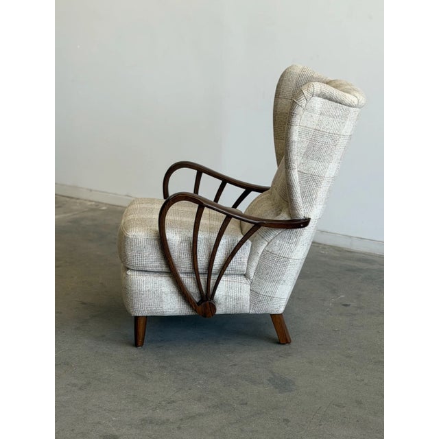 Mid-Century Modern 1970s Swedish Highback Lounge Chair in Plaid For Sale - Image 3 of 17