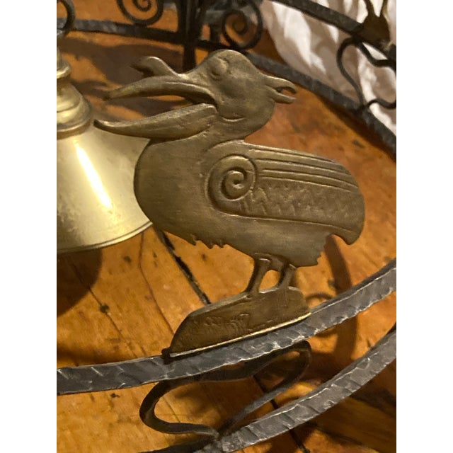 Early 20th Century European French/English Country Style Iron Chandelier With Brass Animals For Sale - Image 6 of 12