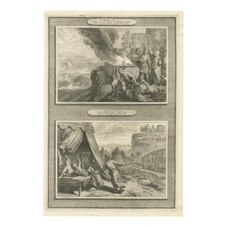 Pieter Mortier, Balak and Balaam at the Altars and the Zeal of Phinehas, 1700, Engraving For Sale