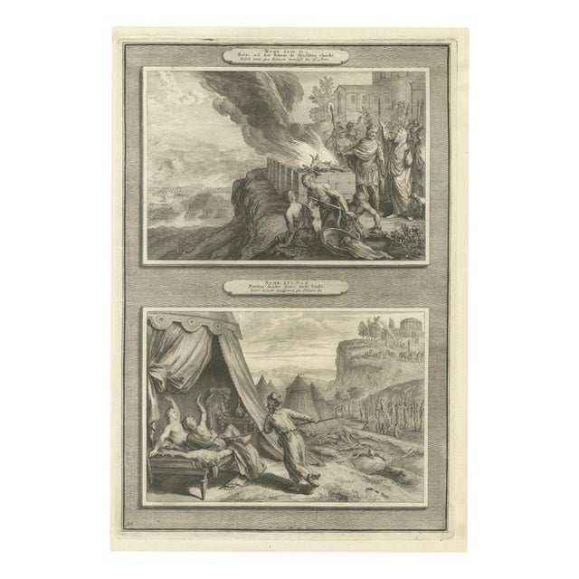 Pieter Mortier, Balak and Balaam at the Altars and the Zeal of Phinehas, 1700, Engraving For Sale
