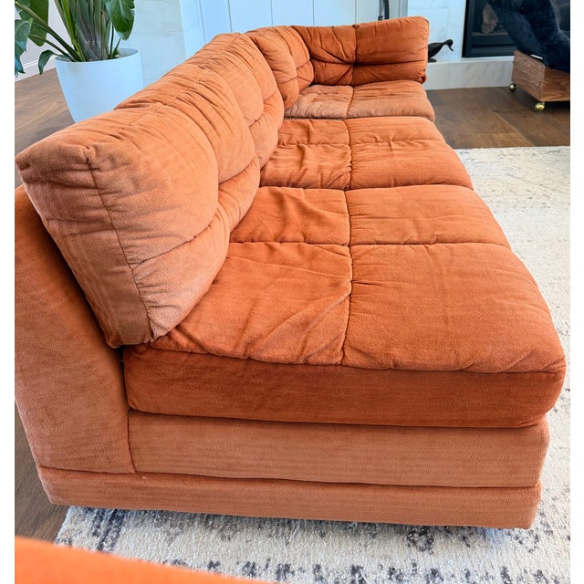Vintage 1970s Burnt Orange Modular Sectional Sofa in the Style of Milo Baughman For Sale - Image 13 of 15