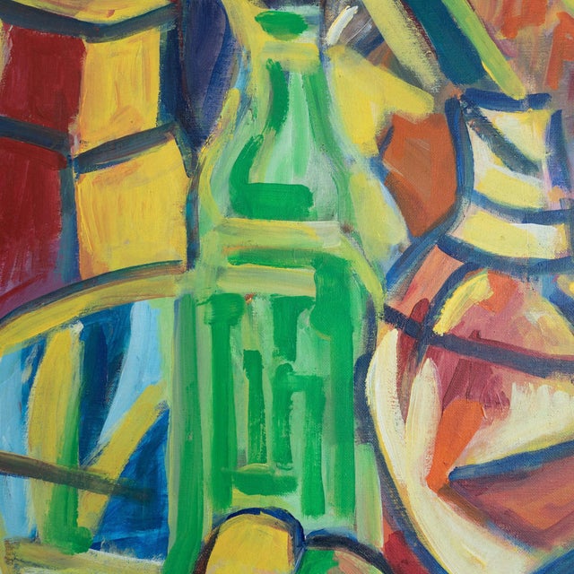 Modern Follower of Karl Schmidt-Rottluff, Still Life with Bottles and Fruit, For Sale - Image 3 of 6