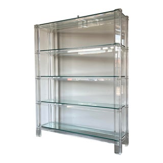 70's Mid-Century Modern Lucite and Glass Five - Tier Etagere For Sale