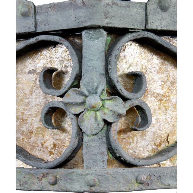 1900 - 1909 Arts & Crafts Wrought Iron and Mica Chandelier For Sale - Image 5 of 7