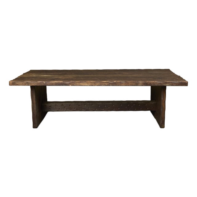 Vintage Rustic Handmade Weathered Pine Coffee Table For Sale