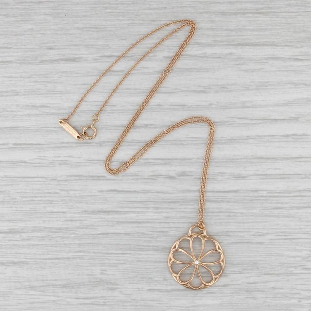 Tiffany Garden Flower Diamond Pendant Necklace W/ Box 18k Yellow Gold 16" For Sale In Greensboro - Image 6 of 9