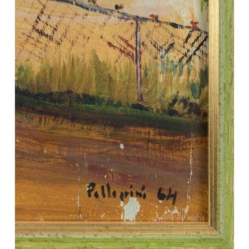 Oil on wooden panel realized by sirio pellegrini in 1964. Hand signed and dated. Includes a wooden frame realized by the...