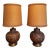 1970s Royal Haeger Orange Texture Globe Lamps - A Pair For Sale