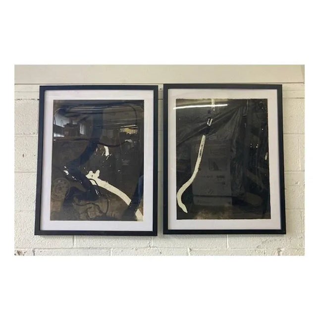 Set of Original Signed Mid Century Abstract Paintings by Francine Simonin Large Mid Century Original Signed Paintings 65cm...