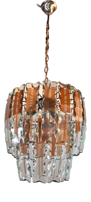Chandelier in Brown Cut Glass from Zero Quattro, 1970