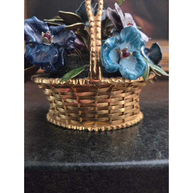 1970s Fleurs Des Siecles Pansy Floral Arrangment Basket by Jane Hutcheson for Gorham For Sale In Tampa - Image 6 of 10