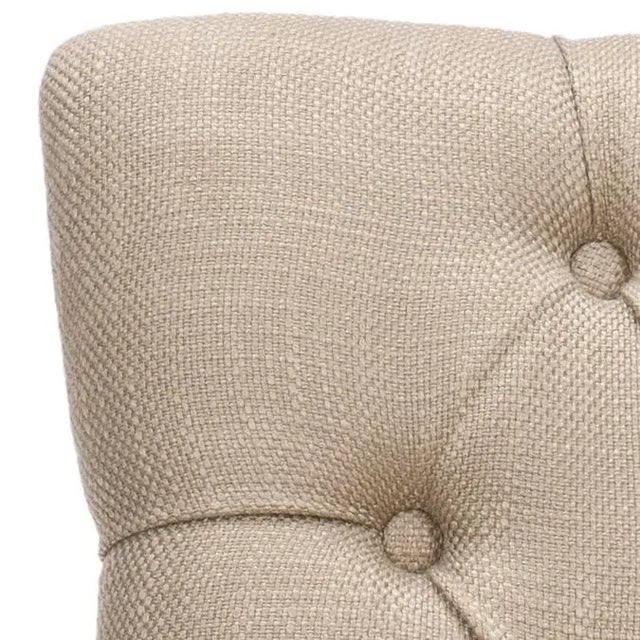 2020s 19''H Linen Tufted Chair in Nickel nailheads in Antique Gold & Espresso For Sale - Image 5 of 7
