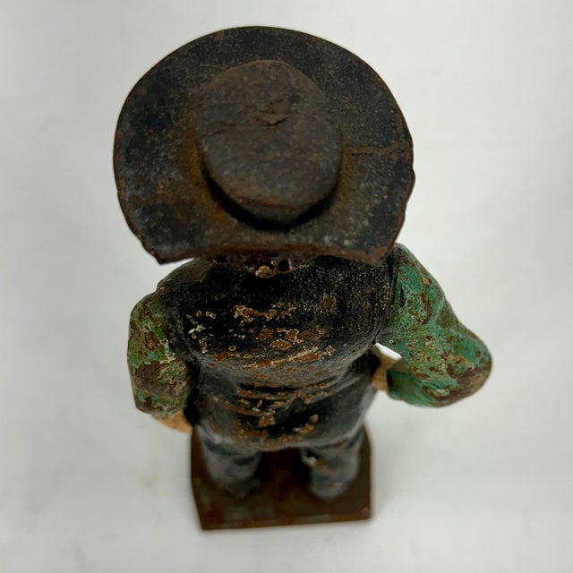 Navy Blue Vintage American Amish Man Cast Iron Door Stopper, Circa 1920-40´s For Sale - Image 8 of 12