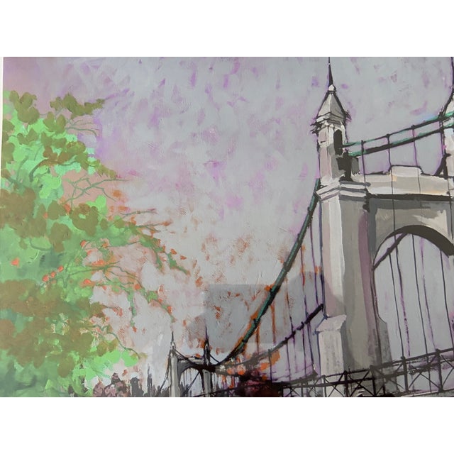 "Cezanne's Hammersmith Bridge" Artist's Proof Serigraph by Nevada Artist Richard Allen Wells 27.25"x22" Framed For Sale - Image 9 of 11