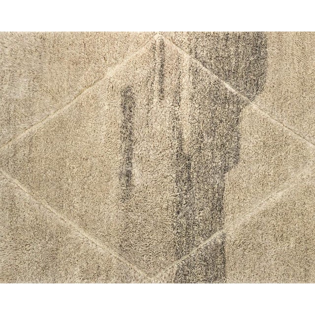 Textile Timeless Diamond Hand-Knotted Wool Runner | 14'1" X 4'2" | One of a Kind For Sale - Image 7 of 7