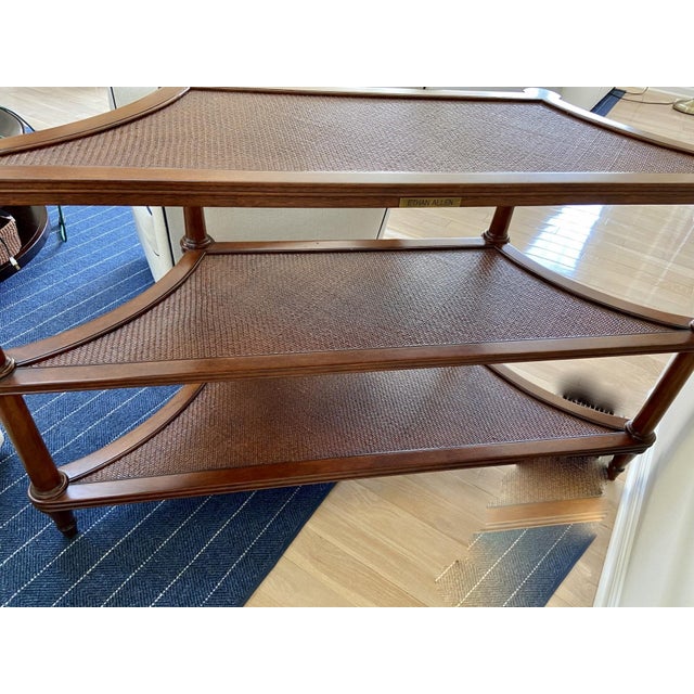 Vintage Three Tier Rattan Legacy Collection Entryway Console Sofa Table For Sale In New York - Image 6 of 11