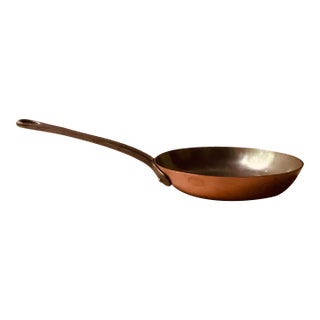 1970s Baumalu French Tinned Copper Sauté Frying Skillet Pan, Tin Lined, Cast Iron Handle, Made in France, 8" For Sale