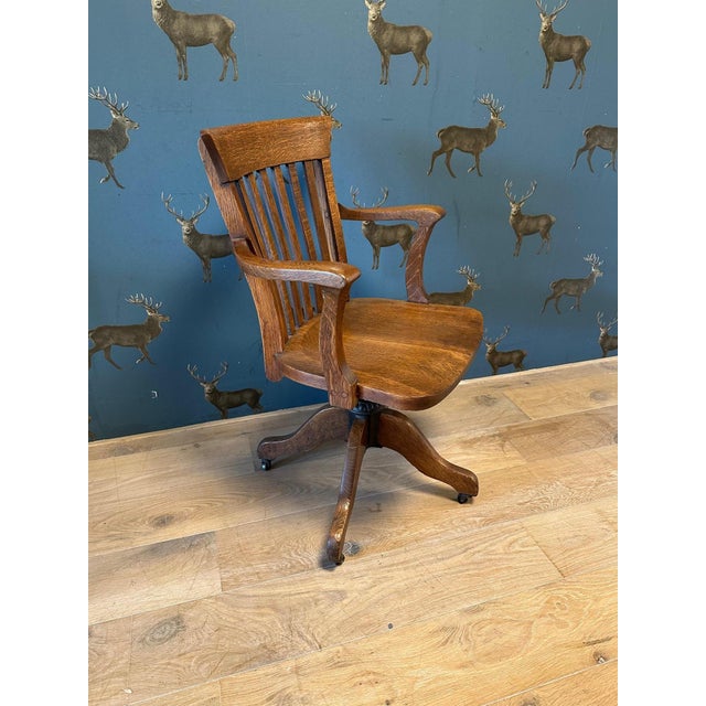 Antique Oak Office Chair, 1890s For Sale - Image 4 of 7