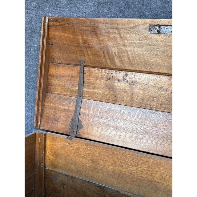 Carved Oak Hunt-Scene Storage Trunk, Estimated Early 1900s For Sale - Image 4 of 9