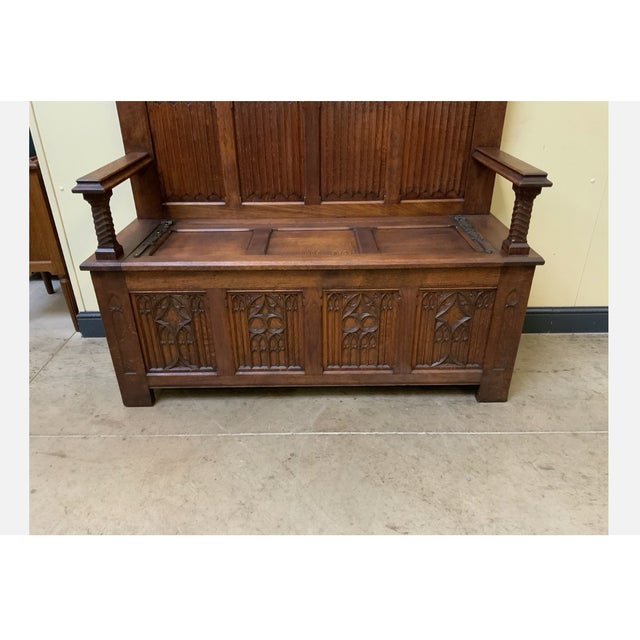 Wood Vintage Neo-Gothic Bench, 1920 For Sale - Image 7 of 8