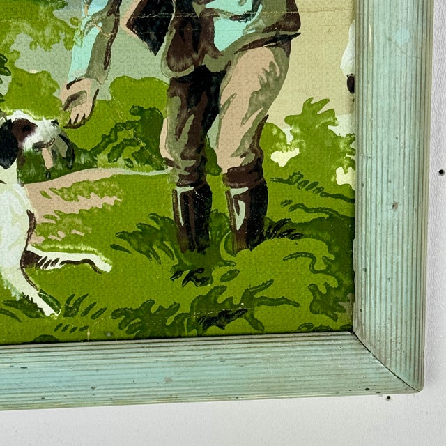 Figurative Decorative Vintage Wall Art of Framed & Famed Hunting & Fishing Wallpaper Scene For Sale - Image 3 of 5