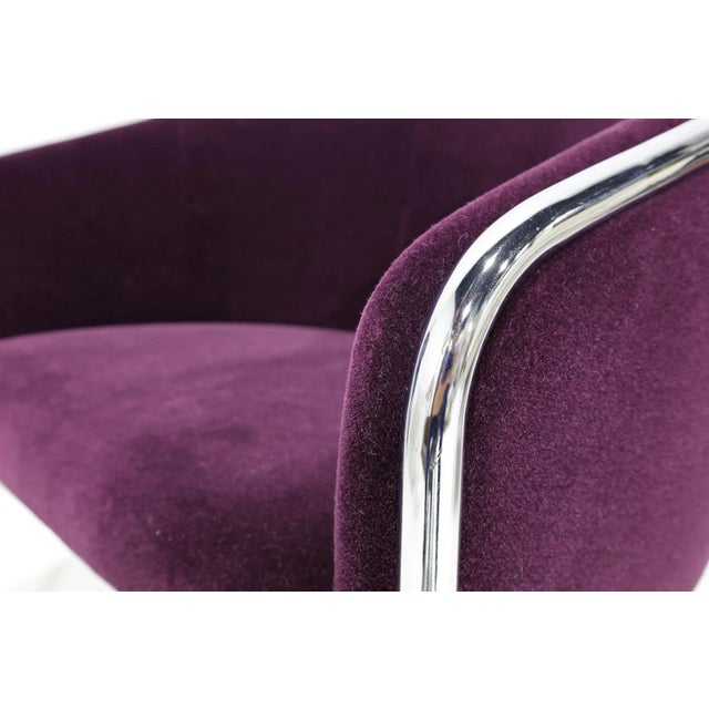 Metal Barrel Back Lounge Chair in Mohair Attributed to Thonet For Sale - Image 7 of 7