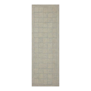 Chris Loves Julia x LoloiFrancis Silver / Sky 2'-6" x 7'-6" Runner Rug For Sale