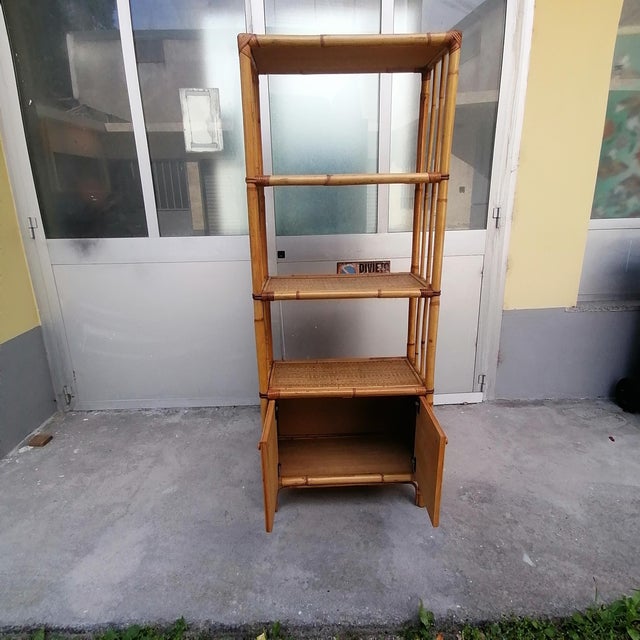 Bamboo and Wicker Bookcase, 1970s, in Flawless conditions. Designed 1970 to 1979