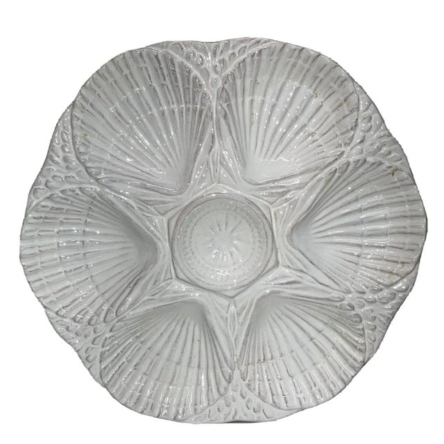 Mid-Century Modern Vintage Olfaire Oyster Scallop Plate White For Sale - Image 3 of 6