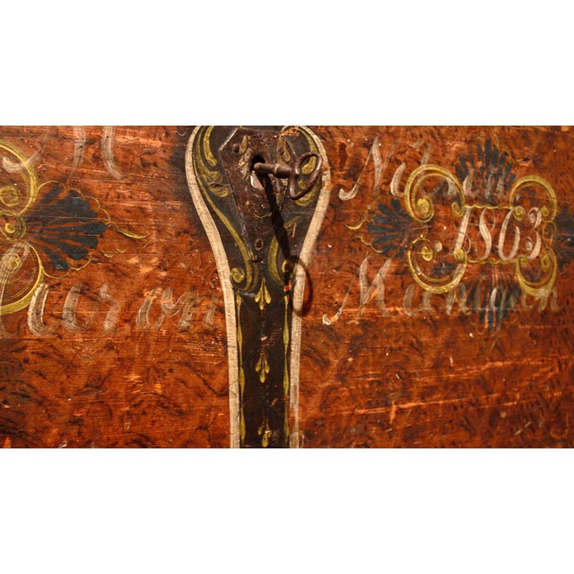 19th Century Antique European Dutch Hand-Painted Dome Top Chest For Sale - Image 11 of 14