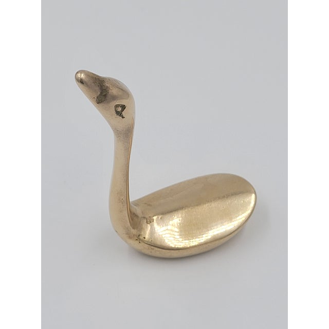Mid 20th Century Solid Brass Swan Figurine For Sale - Image 11 of 11