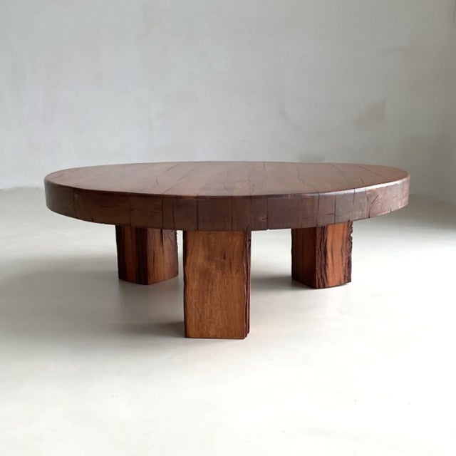 Brown Brutalist Oak Coffee Table, 1970s For Sale - Image 8 of 8