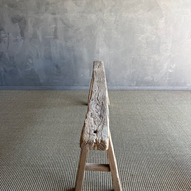 Brown Late 20th Century Elm Wood Skinny Bench #D37 For Sale - Image 8 of 9