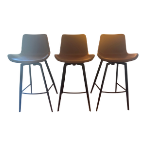 Gage Faux Leather Swivel Bar Stools. Set of 3