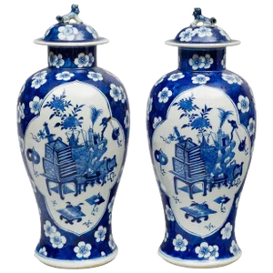 Chinese Vases with Lids - a Pair