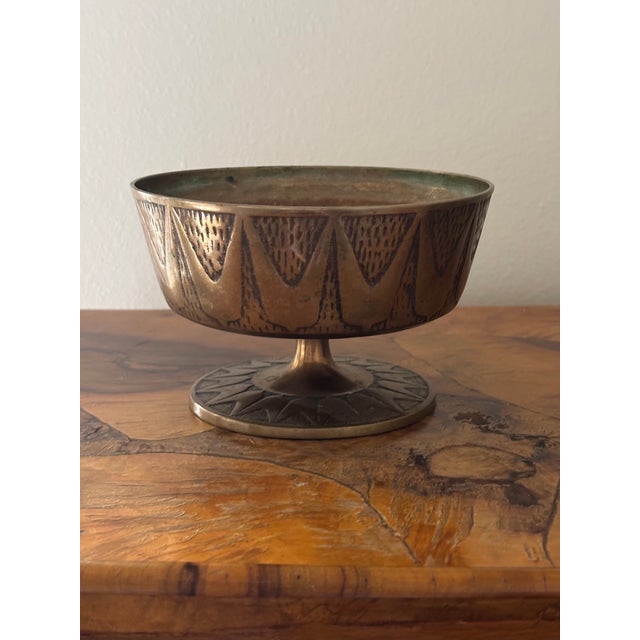 Mid-Century Modernist Brass Pedestal Bowl For Sale - Image 4 of 14