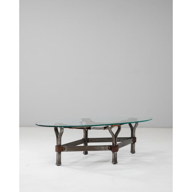 Mid 20th Century 1950s French Brutalist Glass Coffee Table By Jacques Adnet For Sale - Image 5 of 18